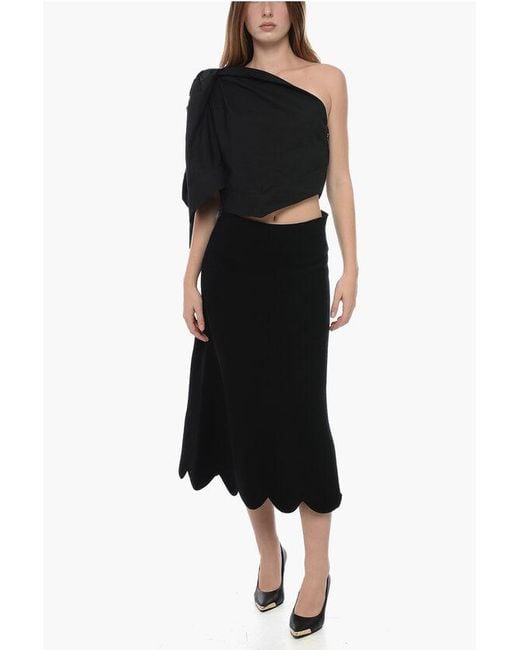 Loewe Black Paula'S Ibiza One-Shoulder Crop Top With Decorative Knot