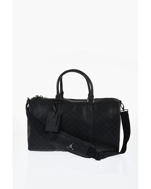Nike Black Air Jordan Faux Leather Duffle Bag With All-Over Monogram for men