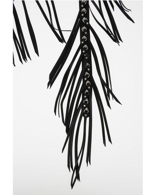 DSquared² Black Leather And Brass Cow Girl Necklace