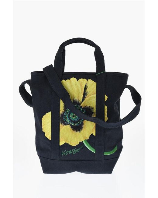 KENZO Blue Cotton Twill Tote Bag With Maxi Embroidery for men