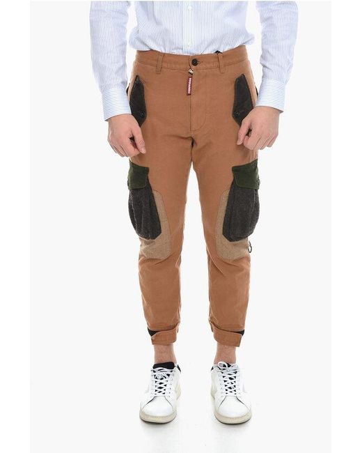 DSquared² Multicolor Velour Detail Explorer Cargo Pants for men