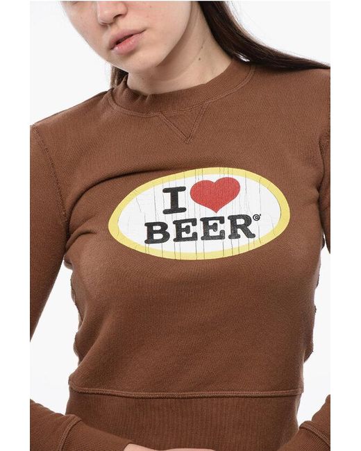 DSquared² Blue Cropped Crew-Neck Sweatshirt With Print