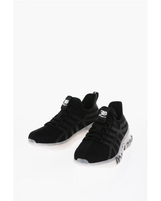 John Galliano Black Low Sneakers With Gothic Print Logo for men