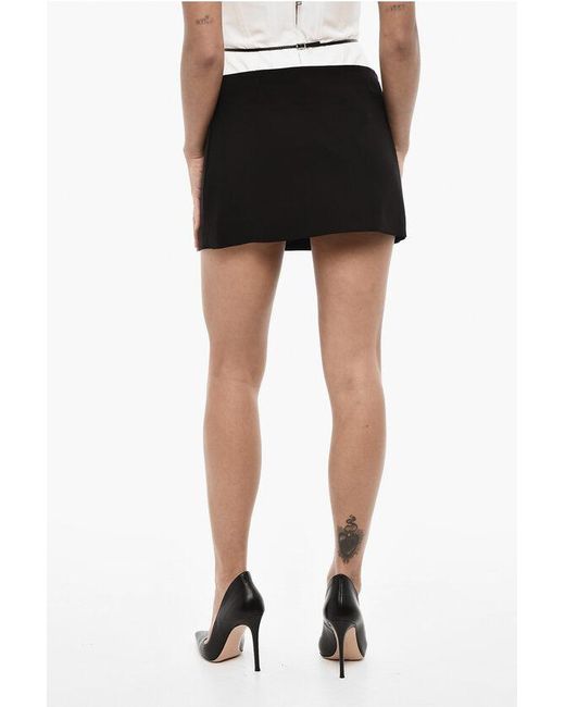 DSquared² Black Solid Color Miniskirt With Leather Belt