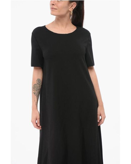 The Row Black Short-Sleeved Hannah Wide Dress