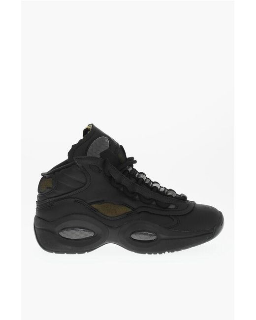 Maison Margiela Black Mm2 X Reebok Eco-Leather Mid Sneakers With Injected S