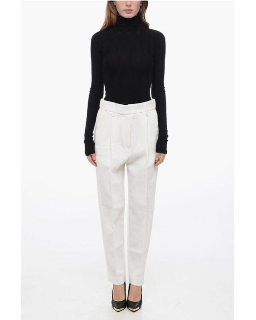 Forte Forte White Cotton Virgin Wool Single-Pleat Trousers