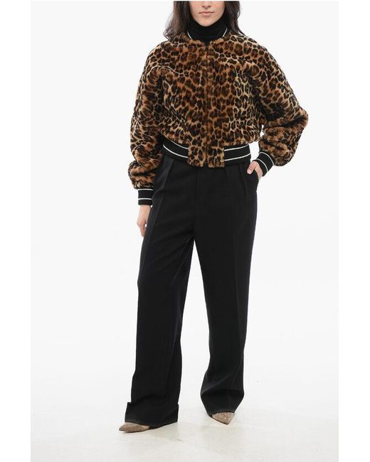 Dior Black Animal Patterned Shearling Bomber Jacket