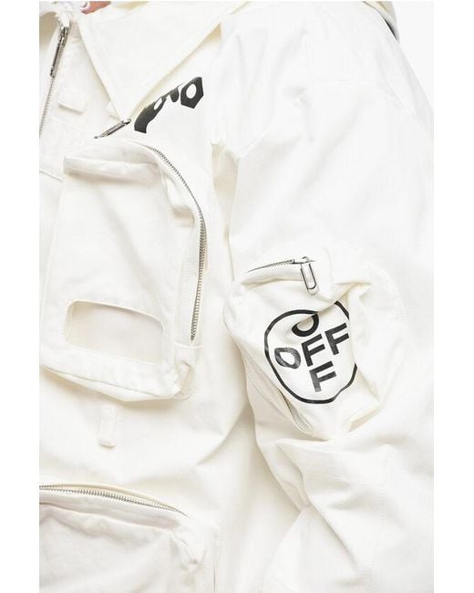 Off-White c/o Virgil Abloh White Utility Bomber Jacket With Removable Hood for men
