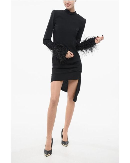 LA SEMAINE Paris Black Openback Dress With Feathers