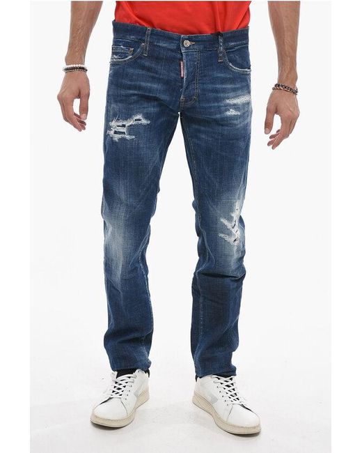 DSquared² Blue Slim Fit Denims With Distressed Detail for men