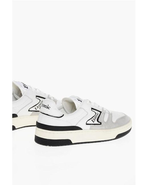 Etonic White Leather Low Top Sneakers With Suede Details for men