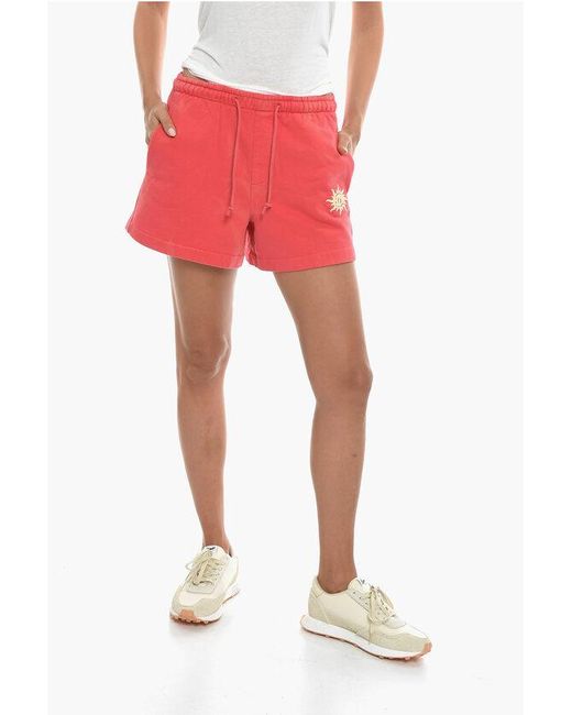 Holzweiler Red Organic Cotton Musan Logos Shorts With 2 Pockets