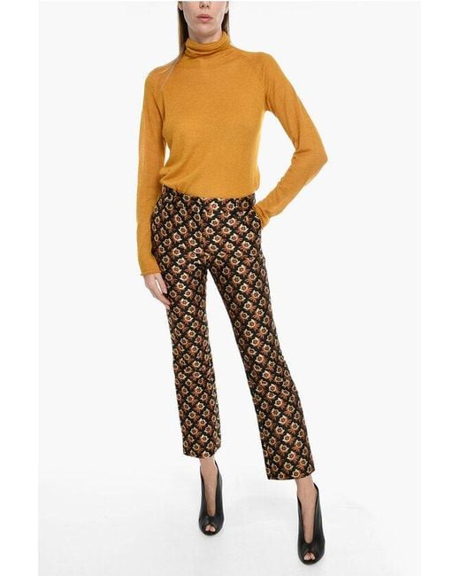 LaDoubleJ Multicolor Carrot Fit Jacquard Bella Pants With Floral Pattern