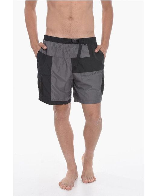 Nike Gray Swim Color Block Cargo Swim Shorts for men