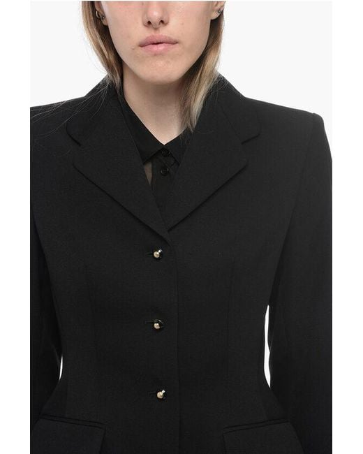 Marni Black Grain De Poudre Wool Blazer With Decorative Buttons