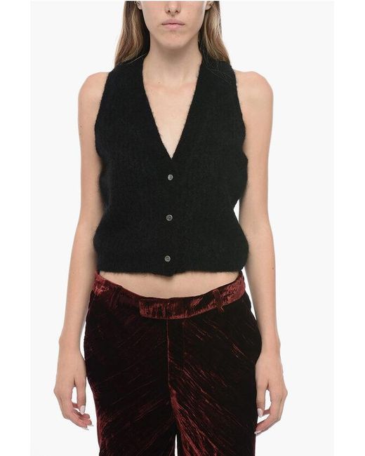 Attic And Barn Black Ribbed Knitted V-Neck Vest