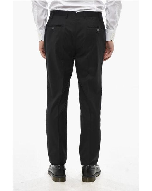 Corneliani Black 4-Pocketed Virgin Wool Pants With Belt Loops for men