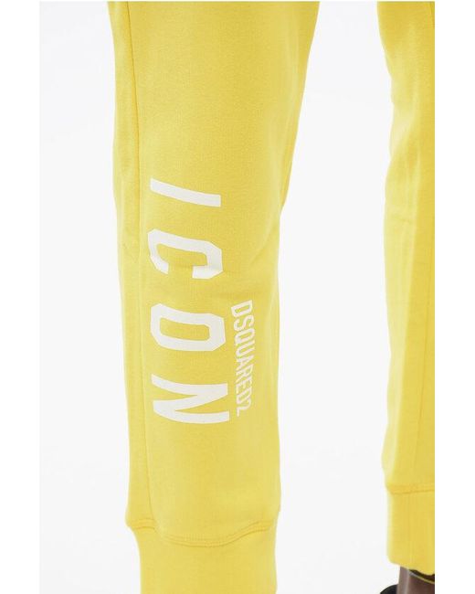 DSquared² Yellow Icon Cotton Printed Joggers for men
