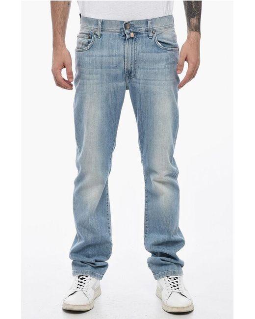 Corneliani Id Light Wash Slim Fit Jeans in Blue for Men Lyst UK