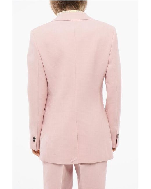 Burberry Pink Wool Tailored Blazer With Welt Pockets