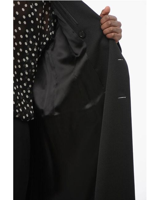 424 Black Double-Breasted Multipocketed Virgin Wool Coat for men