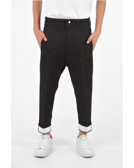 Neil Barrett Black Cuffed Hem Dropped Crotch Jeans 15 Cm for men