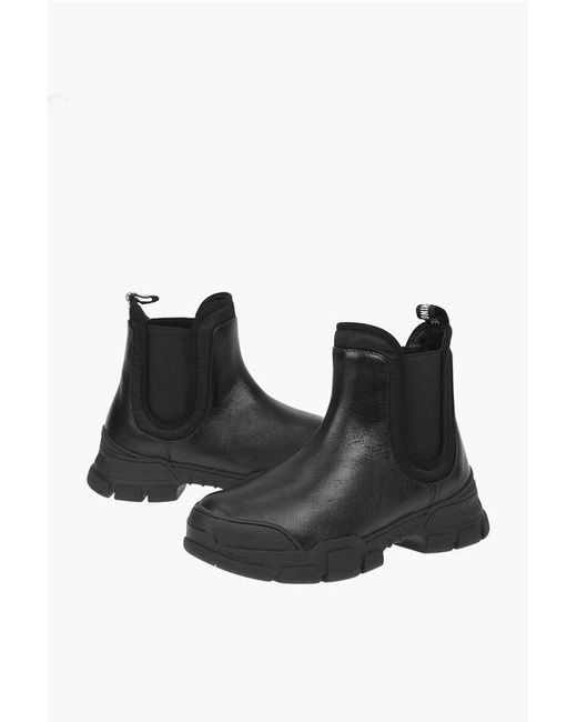 Moschino Black Love Leather Chelsea Boots With Track Sole