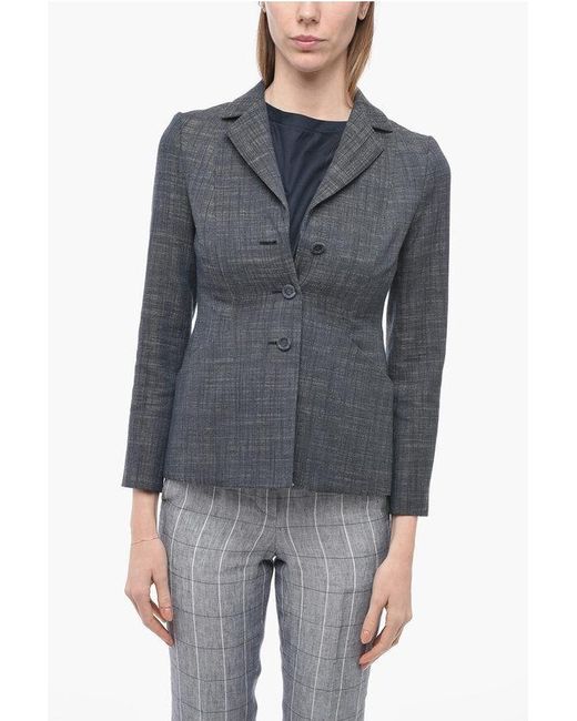 Dior Gray Denim Effect Slim Fit Blazer With Covered Buttons