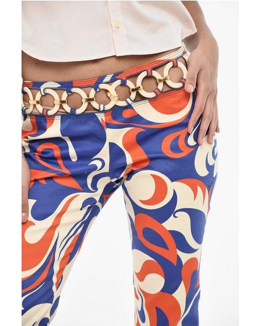 DSquared² Red Regular Waist Printed Pants With Cut-Out Details