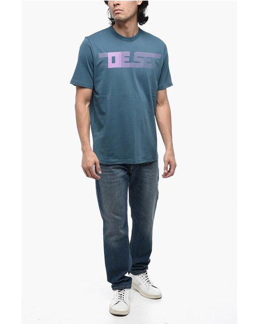 DIESEL Blue Logo-Printed T-Just-E19 T-Shirt for men