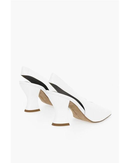 Bottega Veneta White Lambskin Almond Pumps With Cuban Heel 8Cm