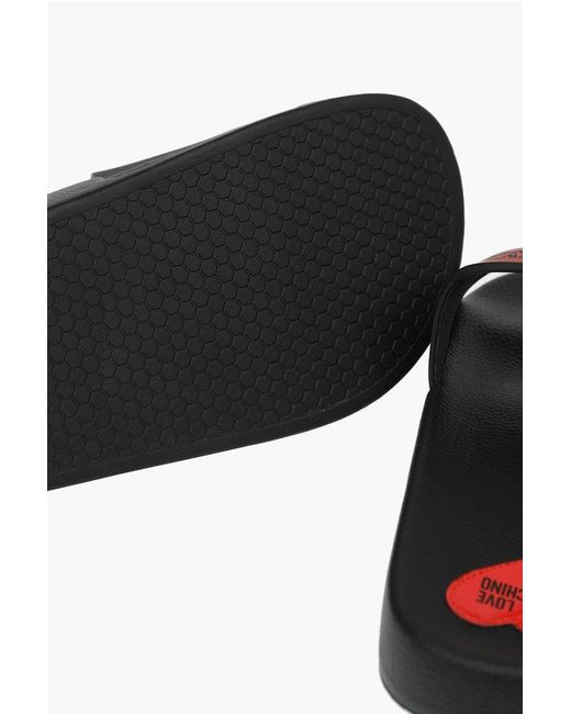 Moschino Black Love Heart Printed Slipper