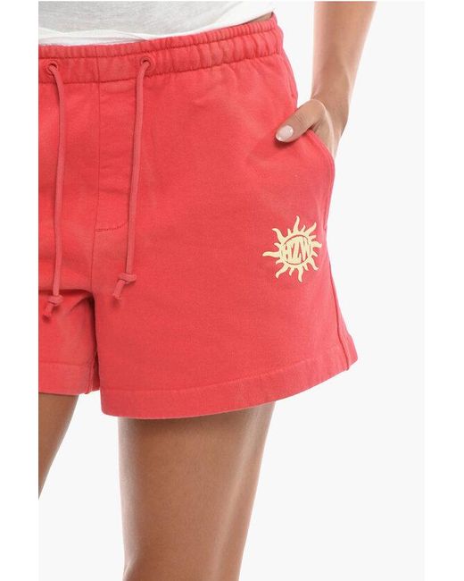 Holzweiler Red Organic Cotton Musan Logos Shorts With 2 Pockets