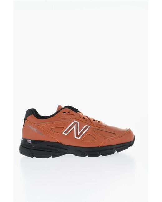 New Balance Brown Leather 990V4 Low Top Sneakers for men