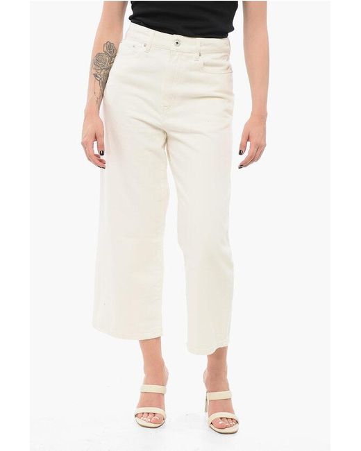 KENZO White Cropped Fit Sumire Denims With Belt Loops 25Cm