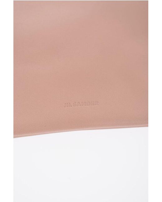 Jil Sander Pink Leather Tote Bag With Snap Closure