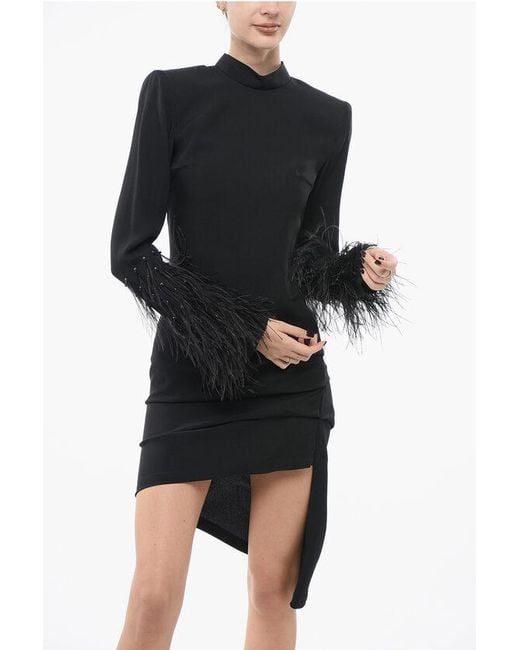 LA SEMAINE Paris Black Openback Dress With Feathers