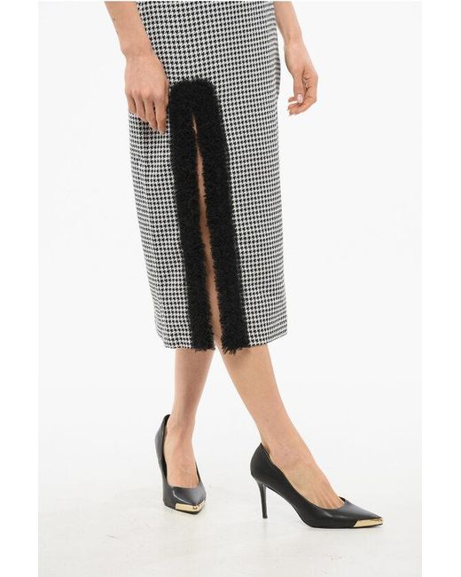 Viktor & Rolf Black Houndstooth Pencil Skirt With Tulle Detail