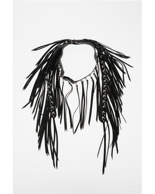 DSquared² Black Leather And Brass Cow Girl Necklace