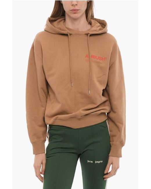 Ambush Green Brushed Cotton Hoodie With Printed Logo