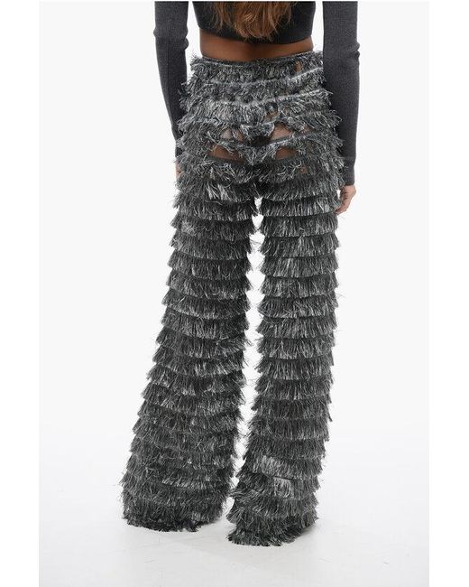 Alberta Ferretti Multicolor Wide-Leg Pants With Fringed Desing