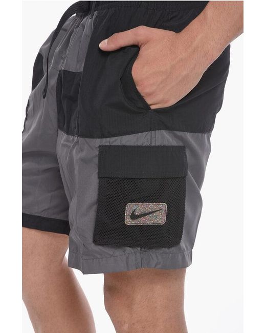 Nike Gray Swim Color Block Cargo Swim Shorts for men