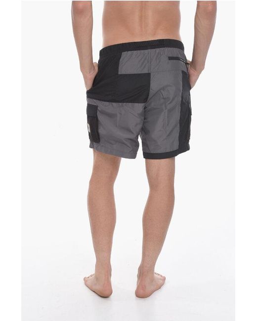 Nike Gray Swim Color Block Cargo Swim Shorts for men