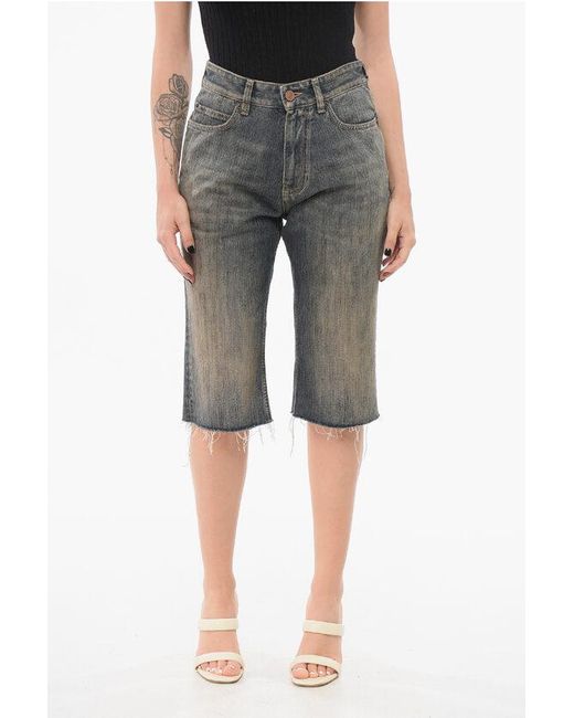 Balenciaga Gray Vintage Washed Denim Shorts With Raw-Cut Hem