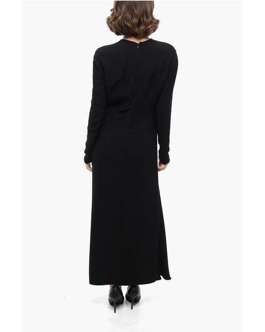 Prada Black Draped Viscose Dress With Front Split