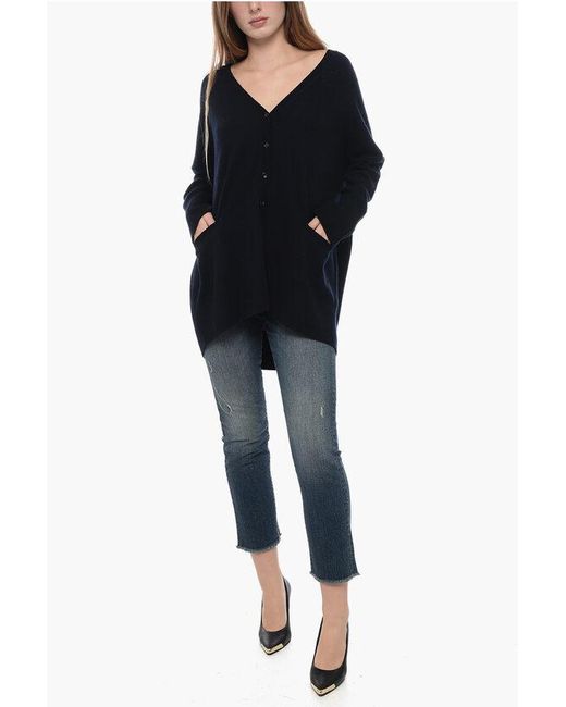 Allude Black Cashmere Cardigan With V-Neck