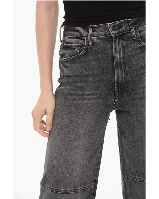 Mother Black Dark-Wash Jeans The Dagger Flood A With Asymmetric 25Cm Ankl