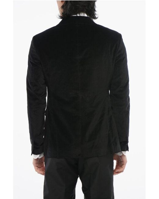 AllSaints Black Velvet Blazer With Satin Peak Lapel for men