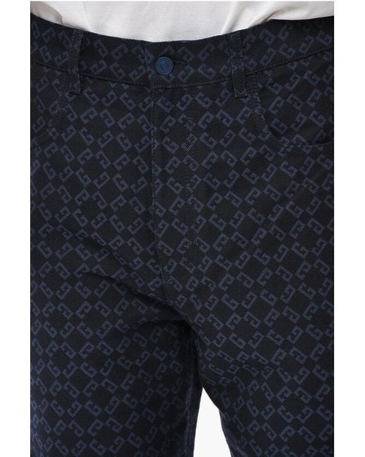Givenchy Blue Cotton-Blend 5-Pocket Trousers With Monogram Pattern for men